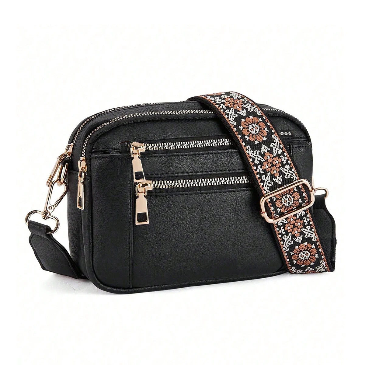 Retro fashion classic, women's multifunctional bag, zipper shoulder strap crossbody bag, small square bag, suitable for office w