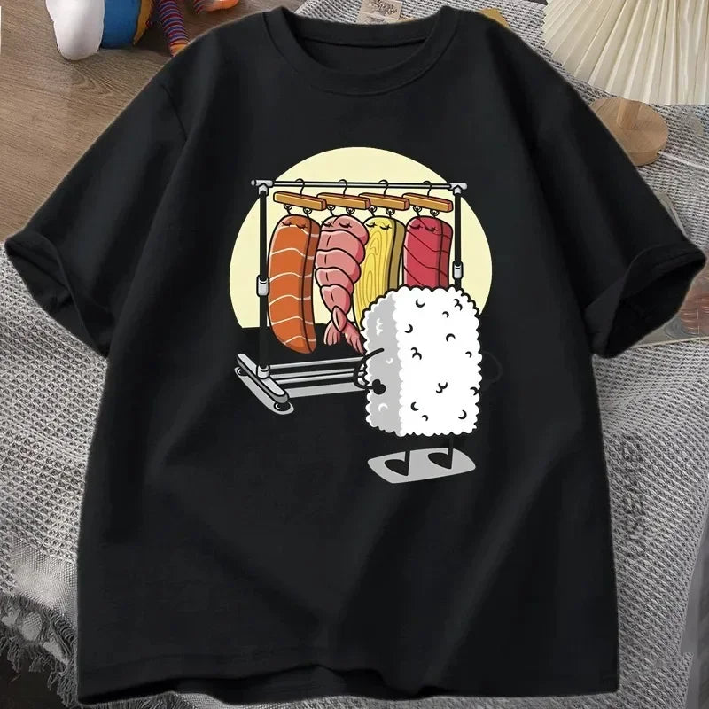 Latest Women's T-shirt Sushi Wardrobe T Shirt Women Funny T-shirt Graphic T Shirts Loose Short-sleeve Pritned Tshirt Women Tops