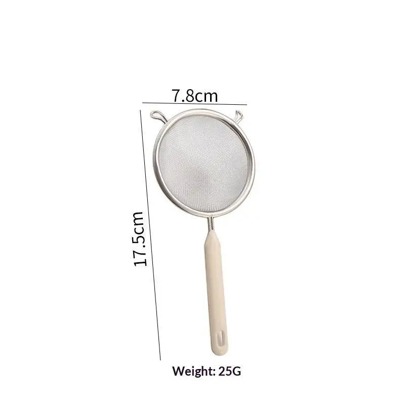Durable 304 Stainless Steel Residue Filter With Plastic Handle Fine Mesh Strainer Flour Sieve Oil Skimmer Spoon Kitchen Utensils