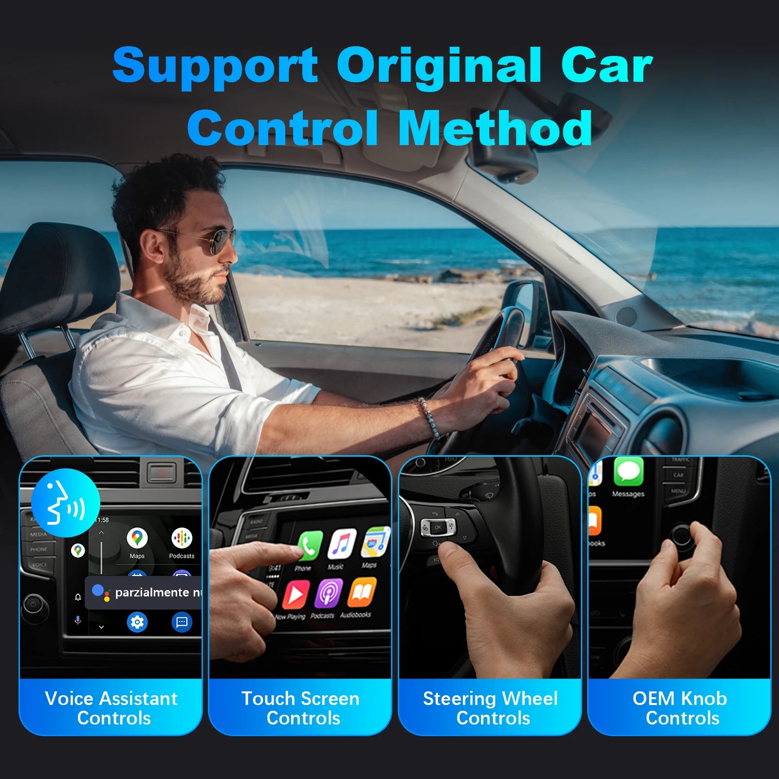 2025 New Chip Mini Adapter 2In1 Wireless Carplay/Android Auto 5G WIFI for 99% OEM Car with USB Port Plug & Play Stable Connect