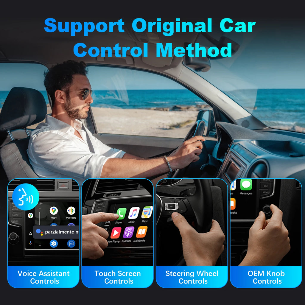 2025 New Chip Mini Adapter 2In1 Wireless Carplay/Android Auto 5G WIFI for 99% OEM Car with USB Port Plug & Play Stable Connect