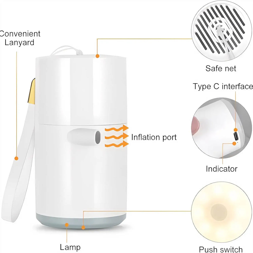 Tiny Portable Ultra-Mini Mattress Air Pump Camping SOS Lamp Rechargeable for Pool Float Air Bed Swimming Ring Vacuum Storage Bag