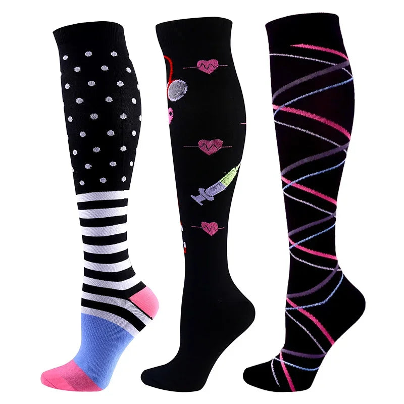 Unisex Compression Socks for Men and Women Medical Diabetes Varicose Veins Sports Socks for Running Cycling Travel Flight Yoga