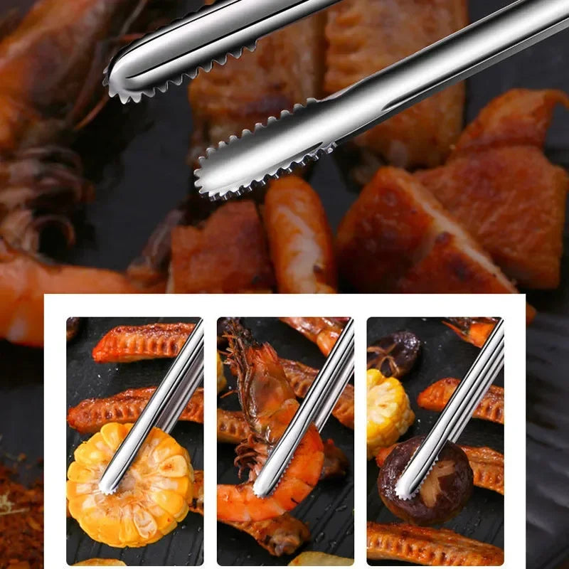 Extra Thick Kitchen Tongs Non-Slip BBQ Clip Food Serving Tong for Steak Bread Party Cooking Utensils