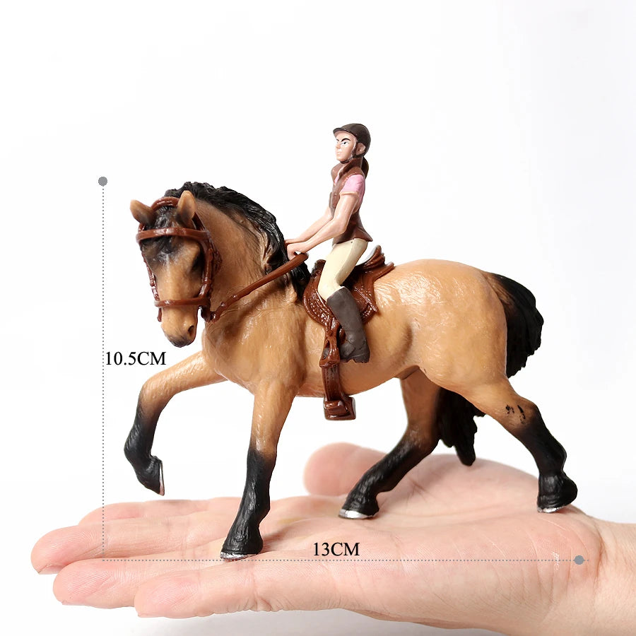 Realistic Equestrian Rider Horse with Saddle and Bridle Riding Playset Model Figures Decoration Educational Toys for Kids