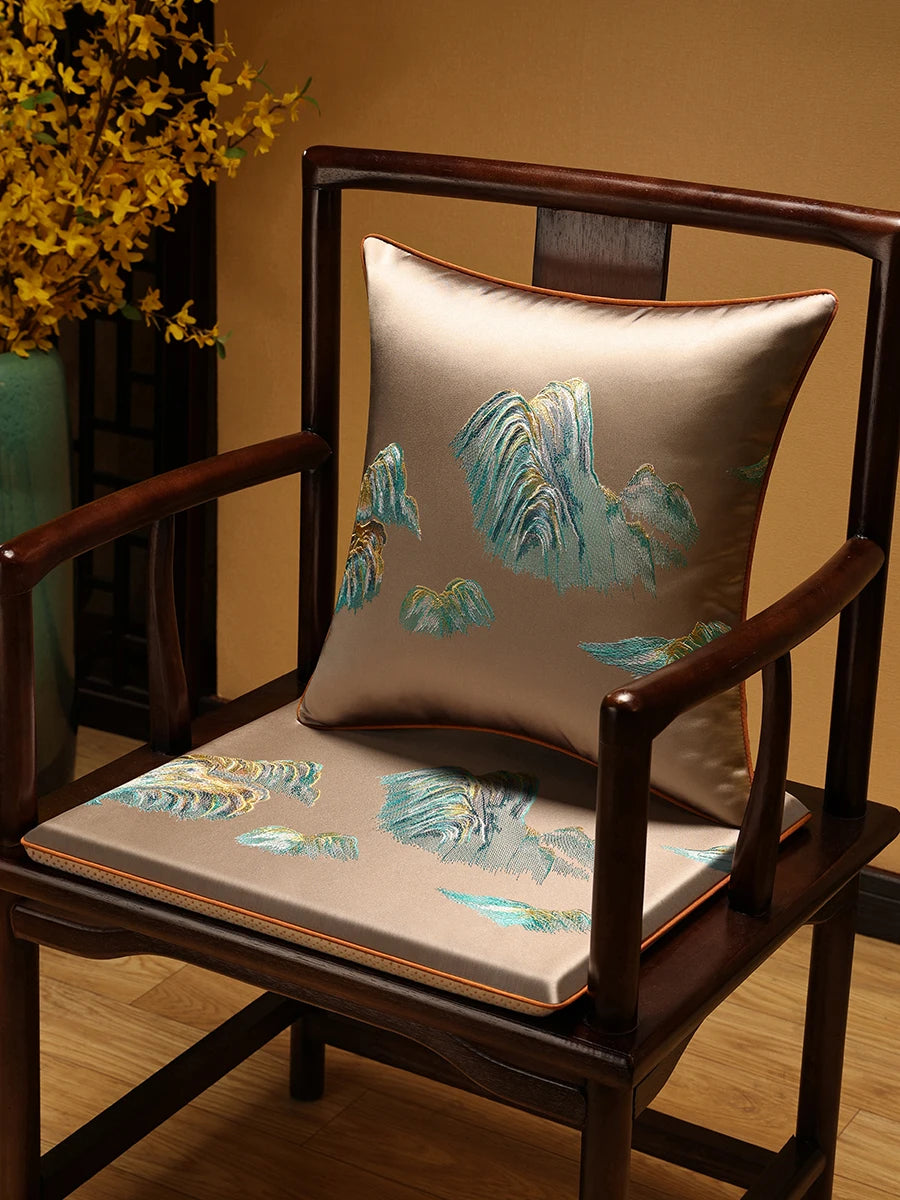 New Chinese-style Foam Chair Cushions Rosewood Sofa Cushion Cover Home Sponge Seat Cushions Embroidered Anti-slip Chair Cushions