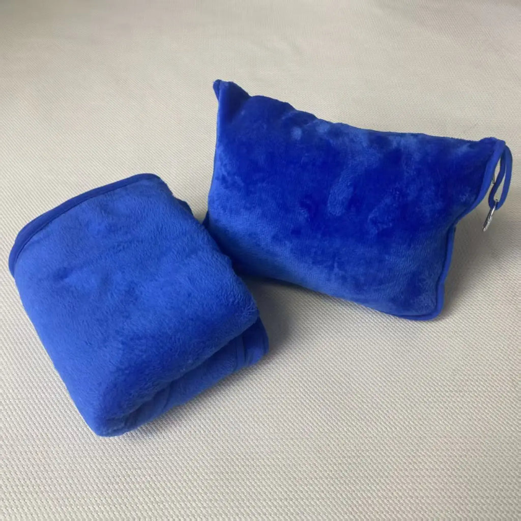 Coral Fleece Airplane Blankets Soft Warm Fluffy Multi Functional Portable Cuddle Cution Pillow 2 in 1 Travel Blankets