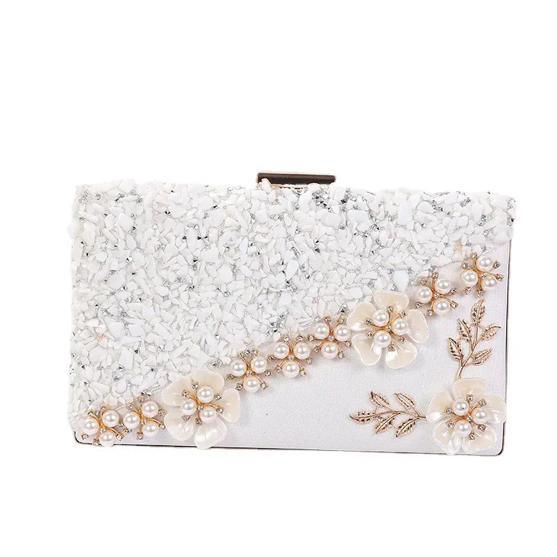 Sweet Pink Handbags Women Flower Clutch Evening Bags Luxury Wedding Purses Bridal Maid Prom Party Hand Bag Beading Pearl Purses