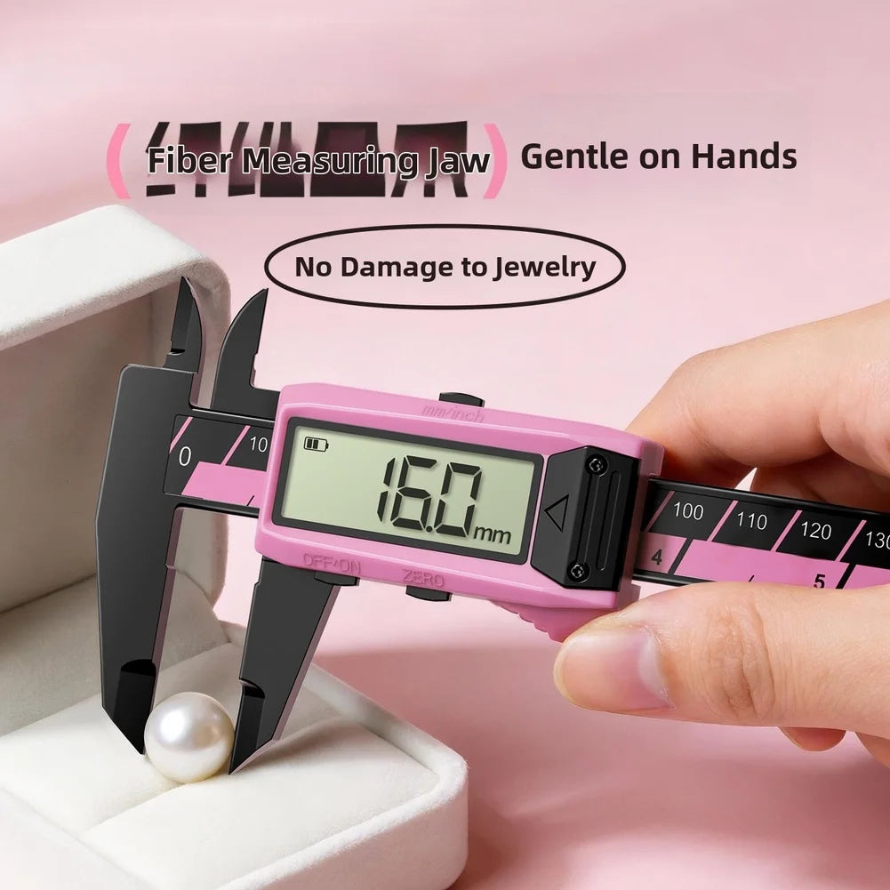 Digital Caliper 150mm Pink Nylon PA66 LCD Display For Jewelry Precision Measuring Tool Home Garden Workshop Equipment