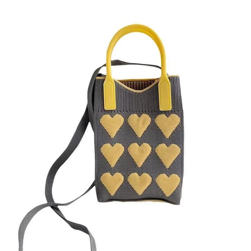Love mobile phone bag female Korean version knitted sweet hand carry messenger versatile student small change bag storage messen