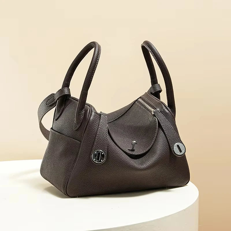 Women's Handbag 2026 New Style Top Layer Cowhide Leather Lundy Mini Doctor Bag Genuine Leather Handbag Single Shoulder Crossb