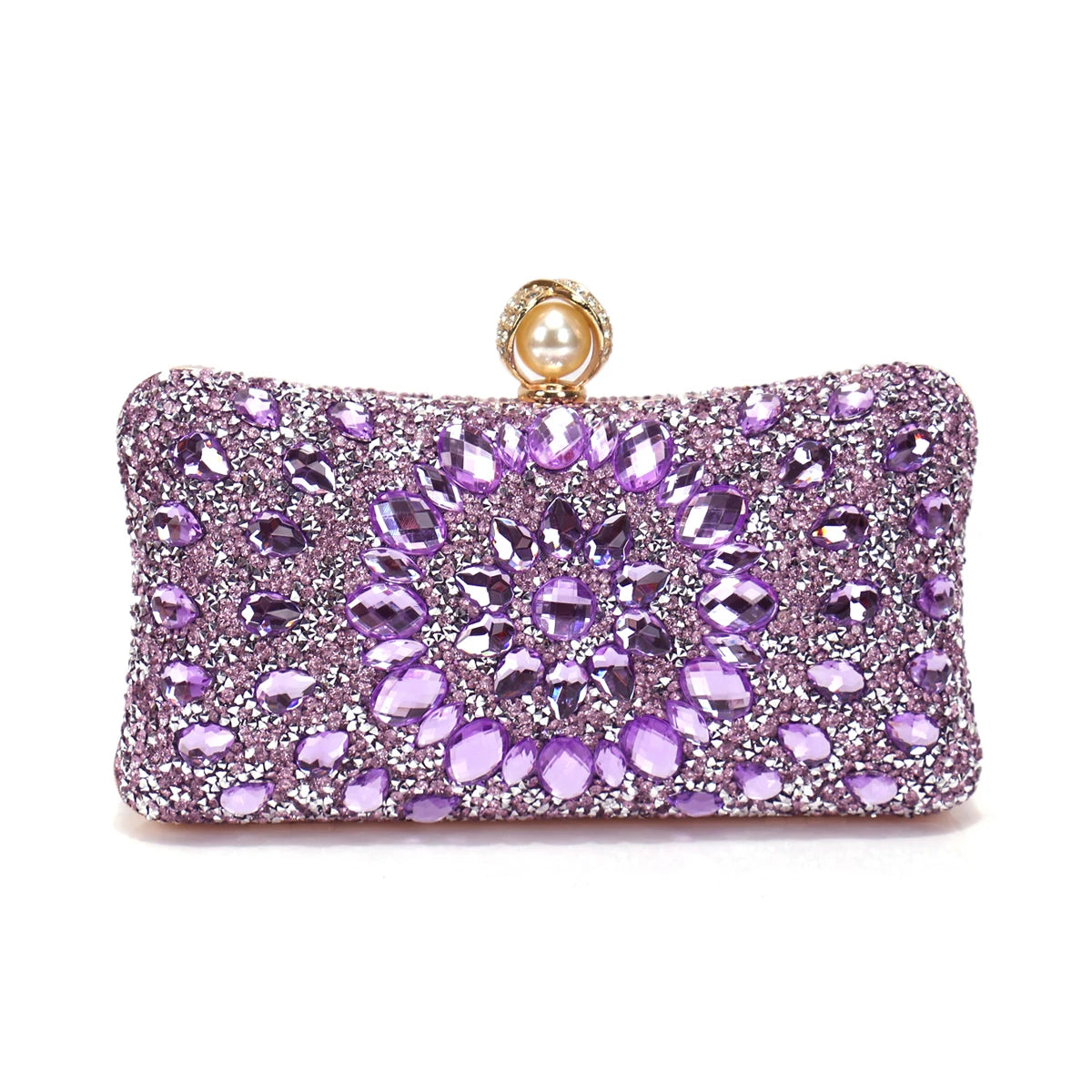 Golden Metal Pearl Rhinestones Glitter Evening Bags Small Lady Prom Dinner Luxury Night Gift Girlfriend Purse Acrylic Diamonds E