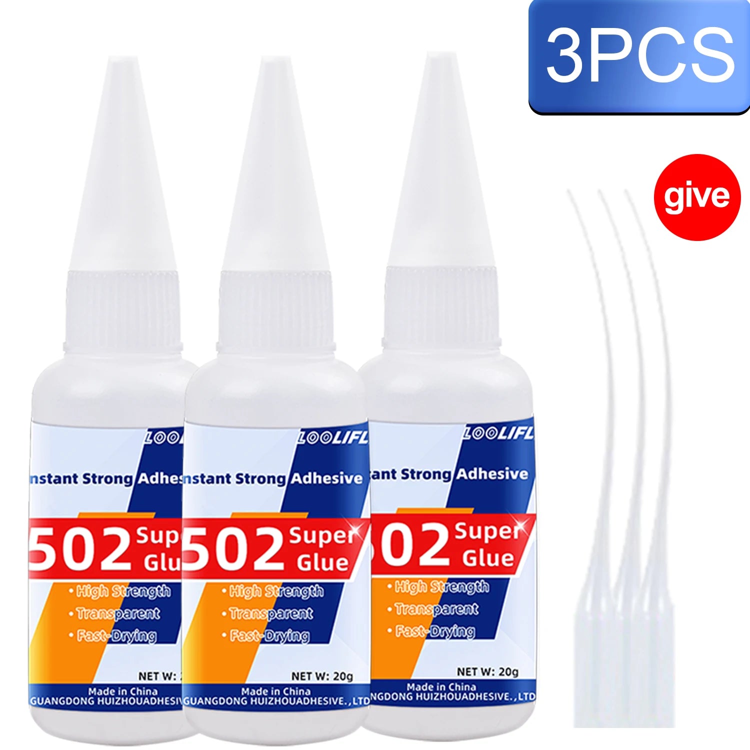 502 Super Glue Instant Cyanoacrylate Adhesive High Strength Fast Drying for Metal Wood Plastic Ceramic Glass DIY Bonding Tool