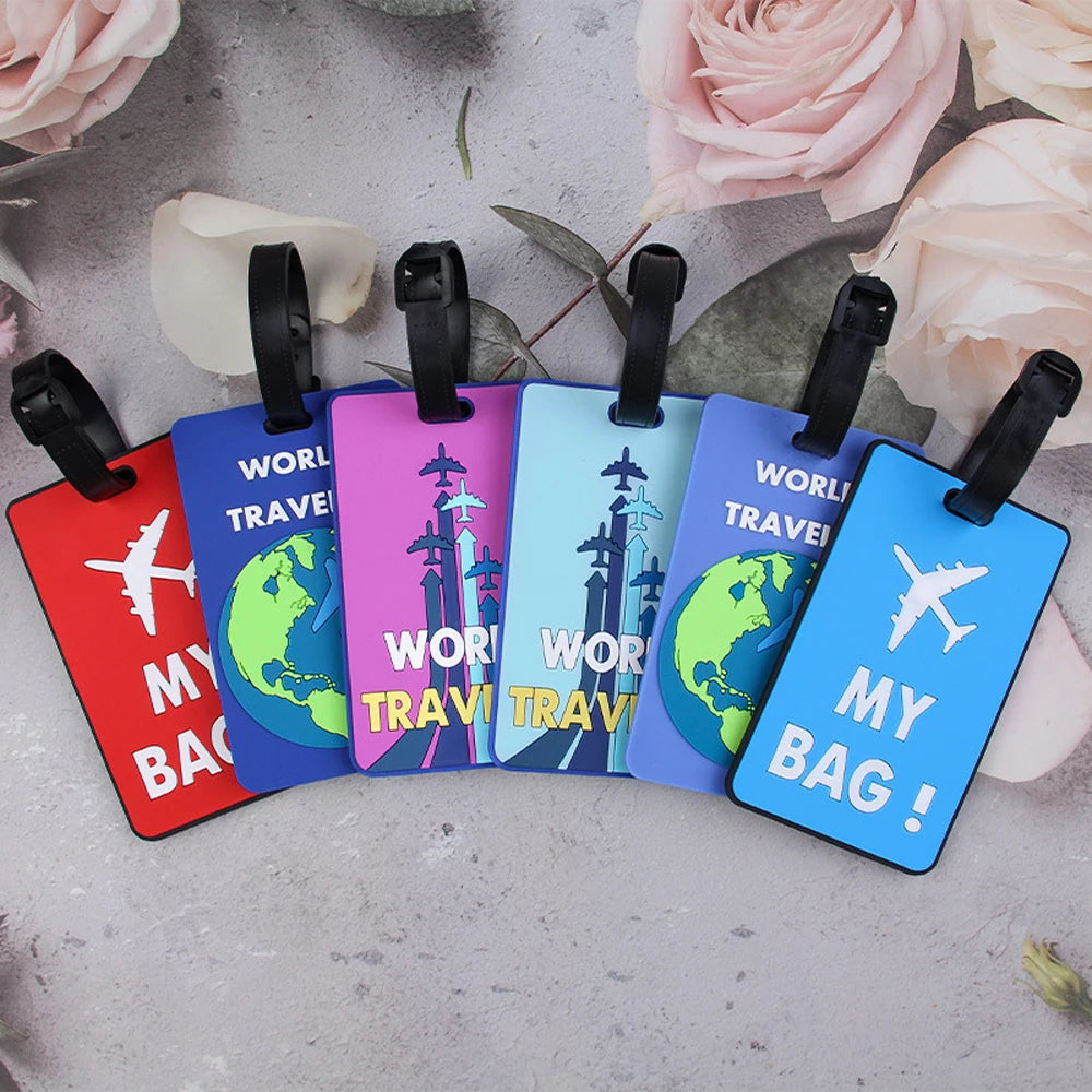 6PCS/Set Soft PVC Cute Luggage Tag Letter Travel Tag Men Women Suitcase Name Tag Bag Tags Airplane Labels Travel Accessories