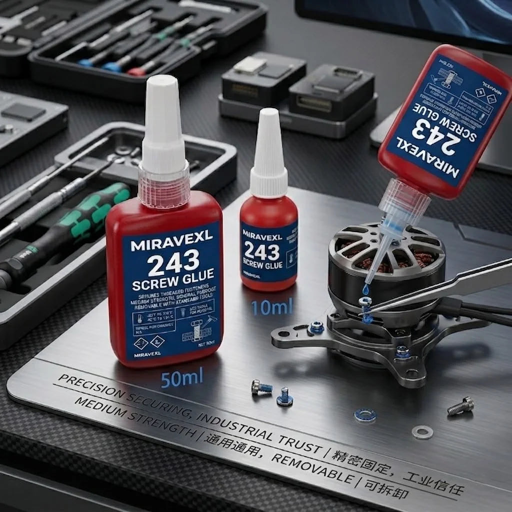 MIRAVEXL 30/50ml 243 Medium Strength Blue Thread Locker, Anaerobic Metal Adhesive for Anti-Loosening & Corrosion Prevention