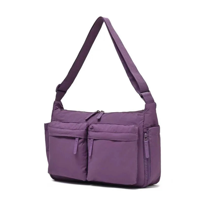 Waterproof Nylon Crossbody Bag, Multi Zipper Casual Shoulder Pack,Adjustable Strap Large Capacity Satchel for Men Women Commute