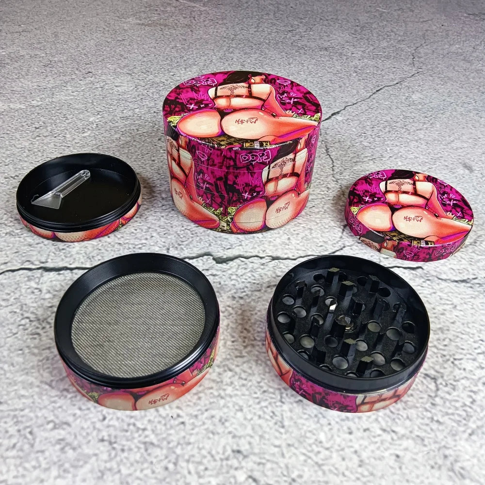 2/2.5inch Cartoon Girl Metal Herb Grinder Grass Cigar Mill Mortar 4-Layers Tobacco Vanilla Bud Grinder Smoking Cigarette Tool