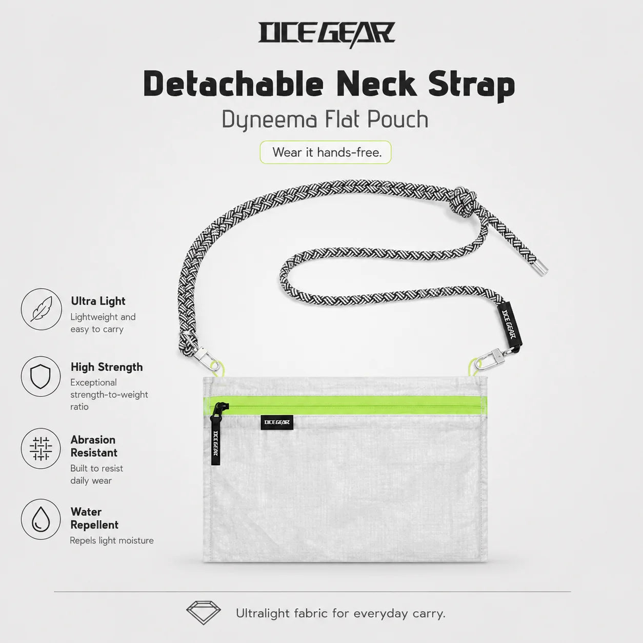 Ultralight Dyneema Crossbody Pouch Waterproof EDC Zipper Wallet Bag Outdoor Hiking Camping Mini Chest Bag Travel Organizer