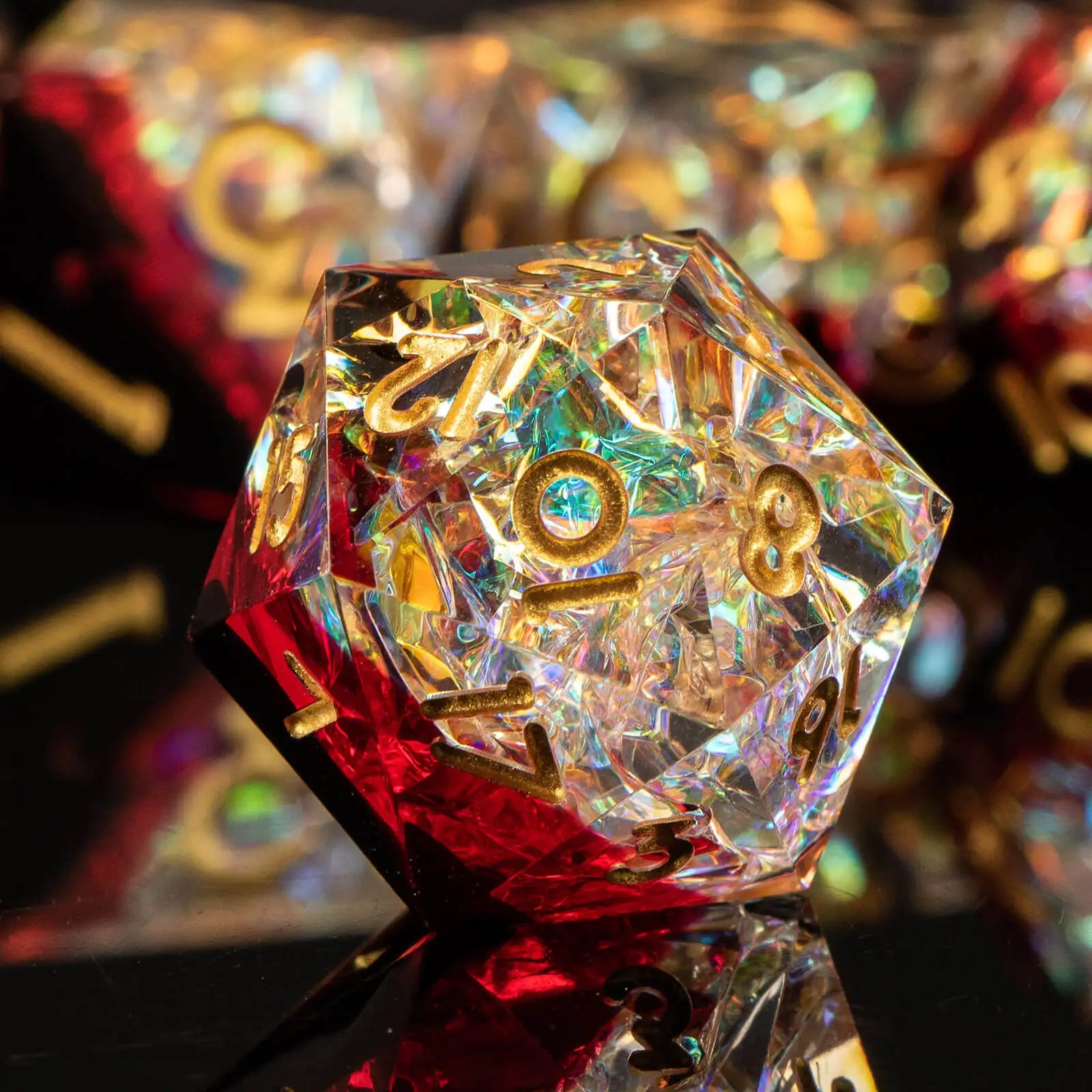 Resin Sharp Edged DND Dice, Handmade Dungeons and Dragons Dice Set D&D, RPG Polyhedral D and D Dice Set for Role Playing Game