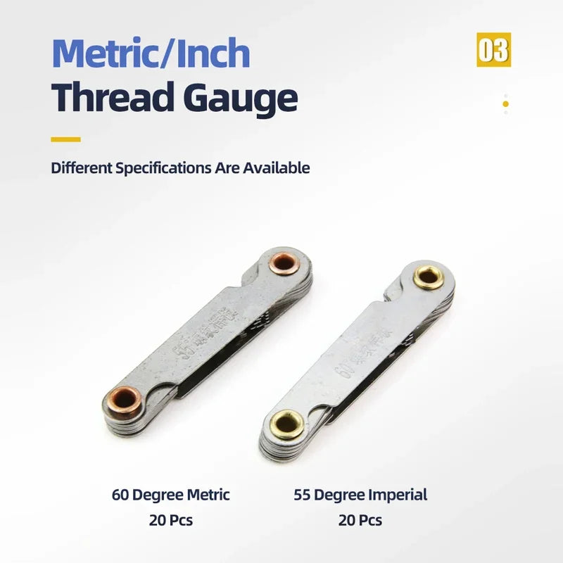 55/60 Degree Thread Plug Gauge Metric Imperial Gear Tooth Screw Pitch Gauges Carbon Steel Measuring Tool Tap Thread Measurement