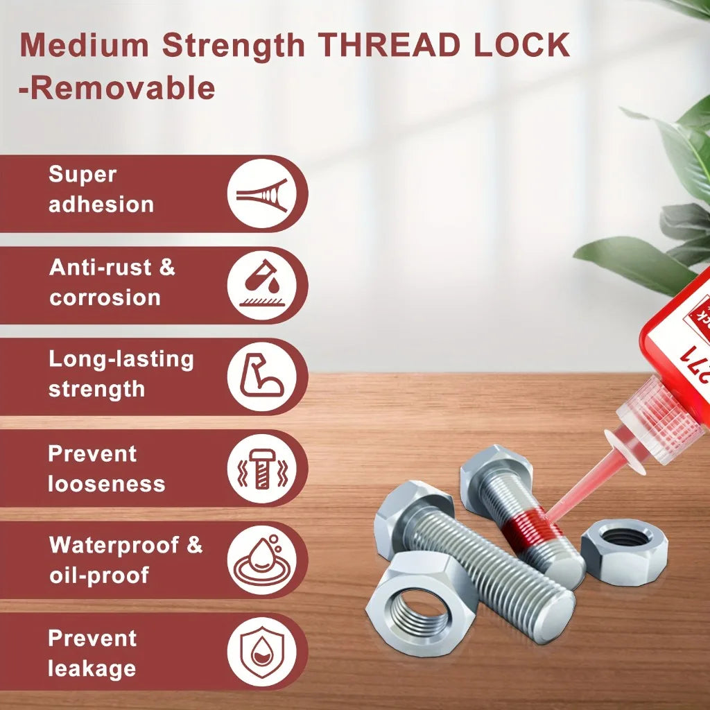 50ml Threadlocker Screw Glue Quickly Cured Thread Locking Agent Anaerobic Adhesive Corrosion-Resistant Anti-Loosening Glue