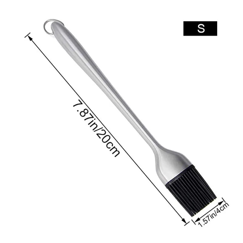YOMEEI Silicone BBQ Basting Brush For Oil Stainless Steel Long Handle Brush Barbecue Butter Bread Breakfast Kitchen Accessories