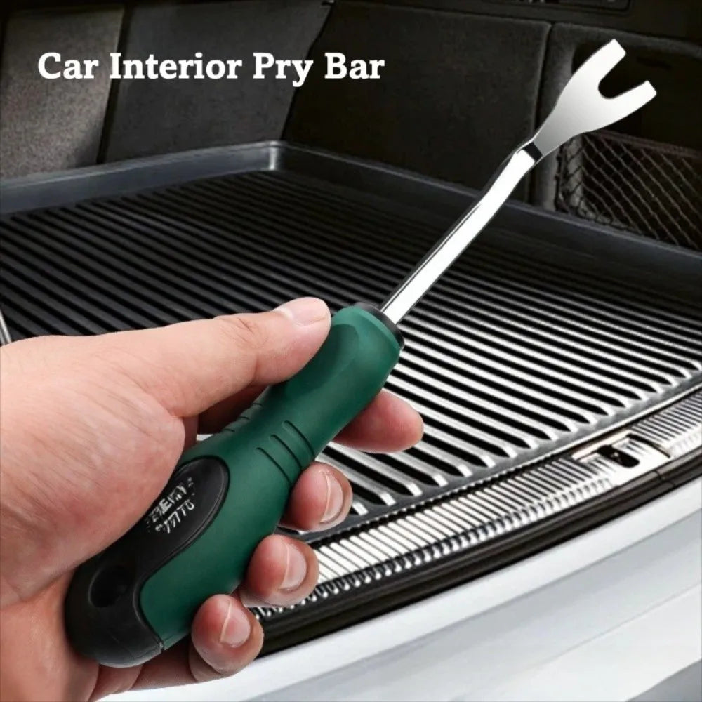 Multi-purpose Pry Bar Rubber-coated Handle Anti Slip Nail Removal Tool Durable Door Panel Buckle Extractor
