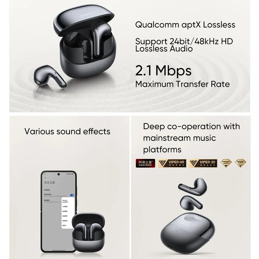 Global Version Xiaomi Buds 5 TWS Earphone Bluetooth 5.4 AI Active Noise Cancelling HiFi Earbuds Recording Voice Lossless Audio