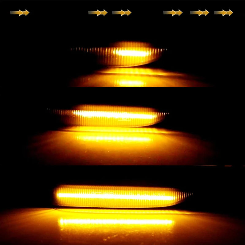 For BMW 7 Series E65 E66 E67 2001-2008 Clear & Smoked Lens LED Side Marker Lamp Fender Turn Signal Dynamic Amber Lights 12V T10
