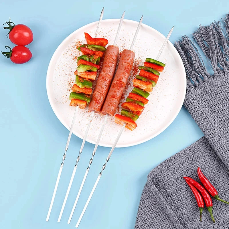 5/10/15/20Pcs Stainless Steel Barbecue Skewers, Reusable BBQ Kebab Skewers for Outdoor Camping, Picnic Tools, Cooking Tools