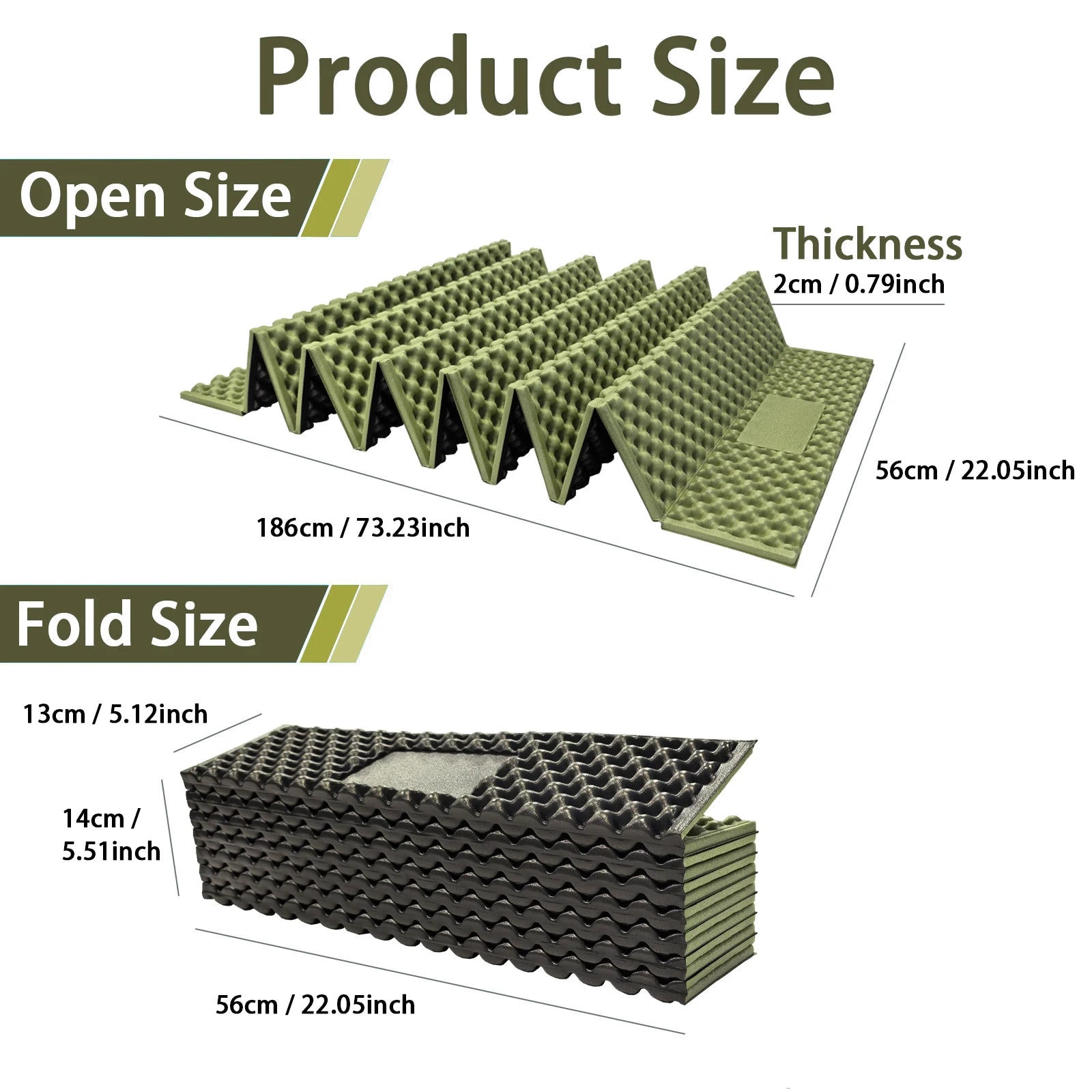 Portable Foldable Egg Crate Foam Pad Thickened Aluminum Foil Sleep Mat Moisture Proof Insulation Mat for Travel Picnic Camping