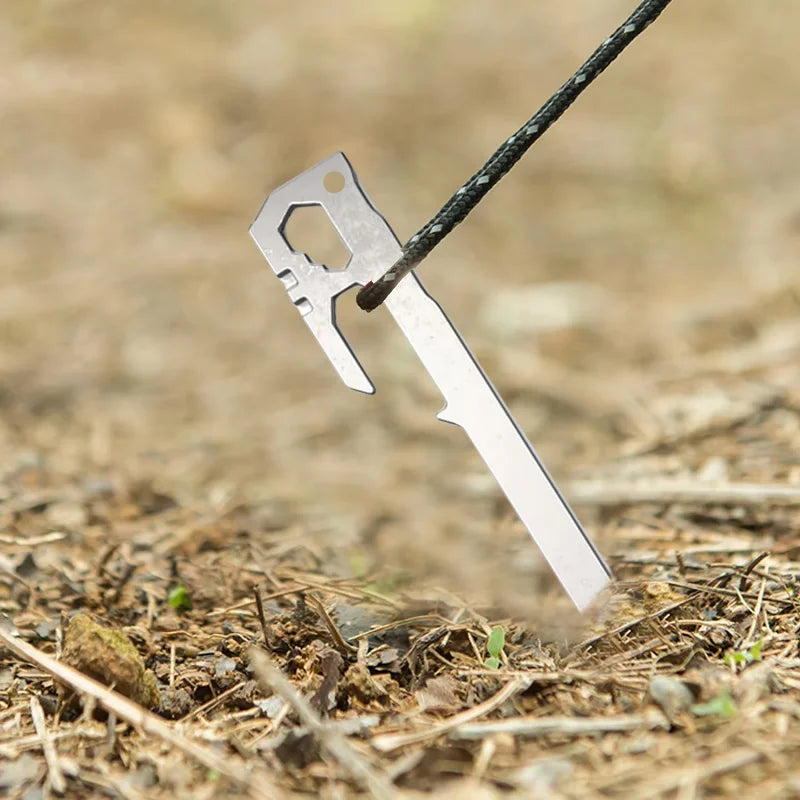 Tent Stakes 11 inch 6-PCS Multifunctional Stainless Steel Heavy Duty Metal Peg 2.47 oz Light Weight Portable Wind-Resistant Size