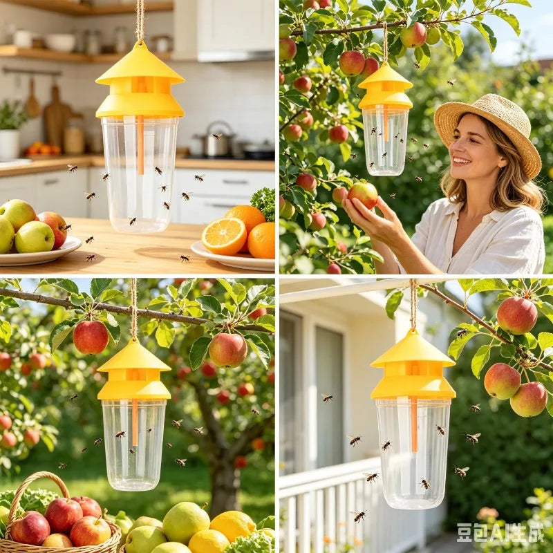 2/20x Fruit Fly Trapper with Attractant Hanging Fly Traps Bottles Non-Toxic Reusable Catcher Multipurpose Kitchen Yard Pest Tool