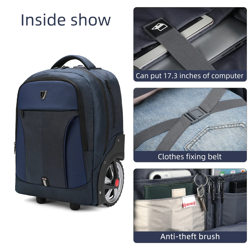 RUCYEN Rolling Luggage Backpack With Wheels Travel Suitcases Large Capacity Trolley Bags Multifinonal Backpack Laptop Bags