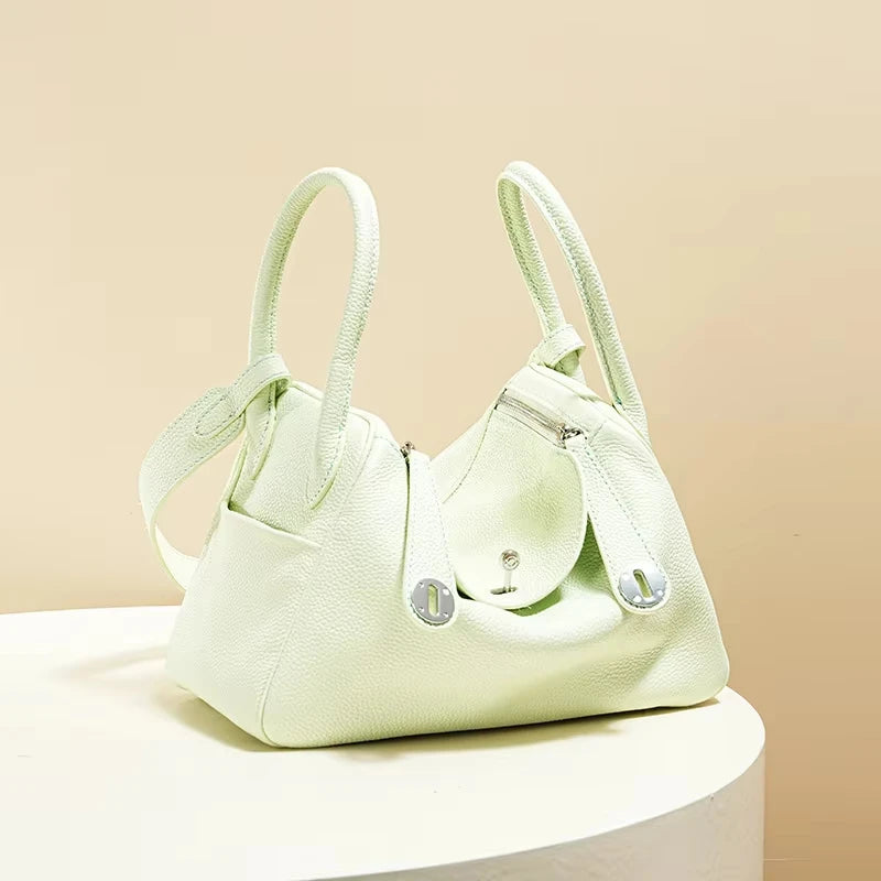 Women's Handbag 2026 New Style Top Layer Cowhide Leather Lundy Mini Doctor Bag Genuine Leather Handbag Single Shoulder Crossb