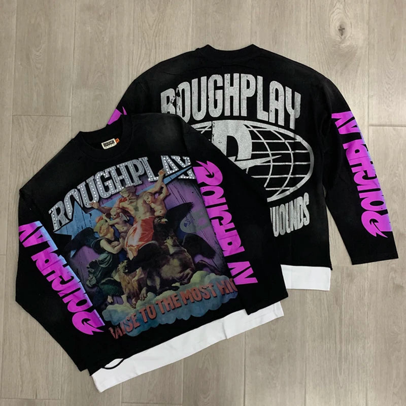 26SS New High Quality Street Lashion Hip Hop Rough Long Sleeved Fall Men's Women's Loose Casual T-Shirt