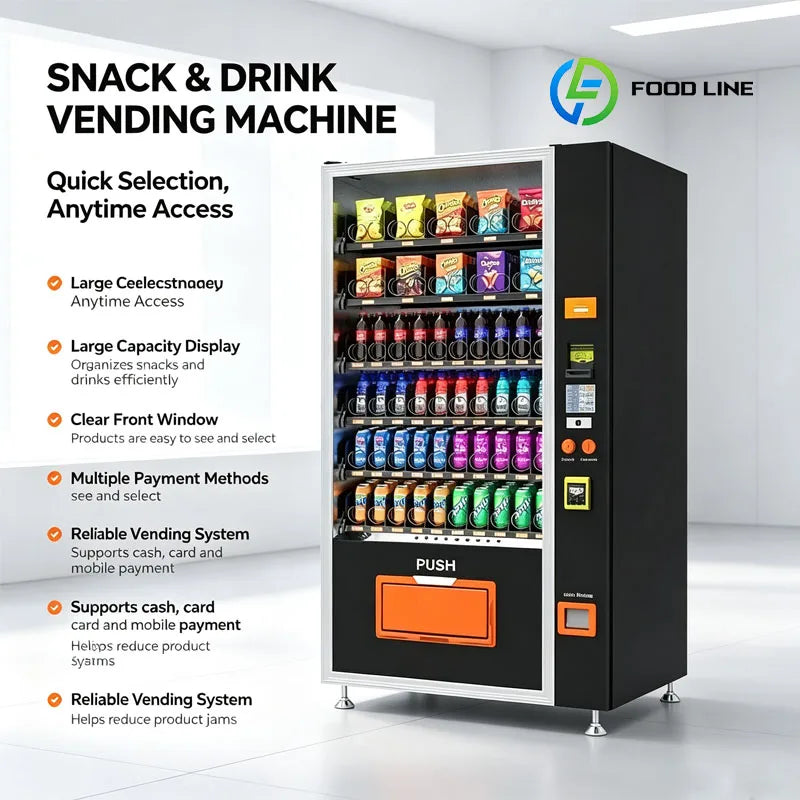 Snack Vending Machine Automatic Drink Beverage Dispenser Refrigerated Smart Retail Kiosk Office Mall Customized