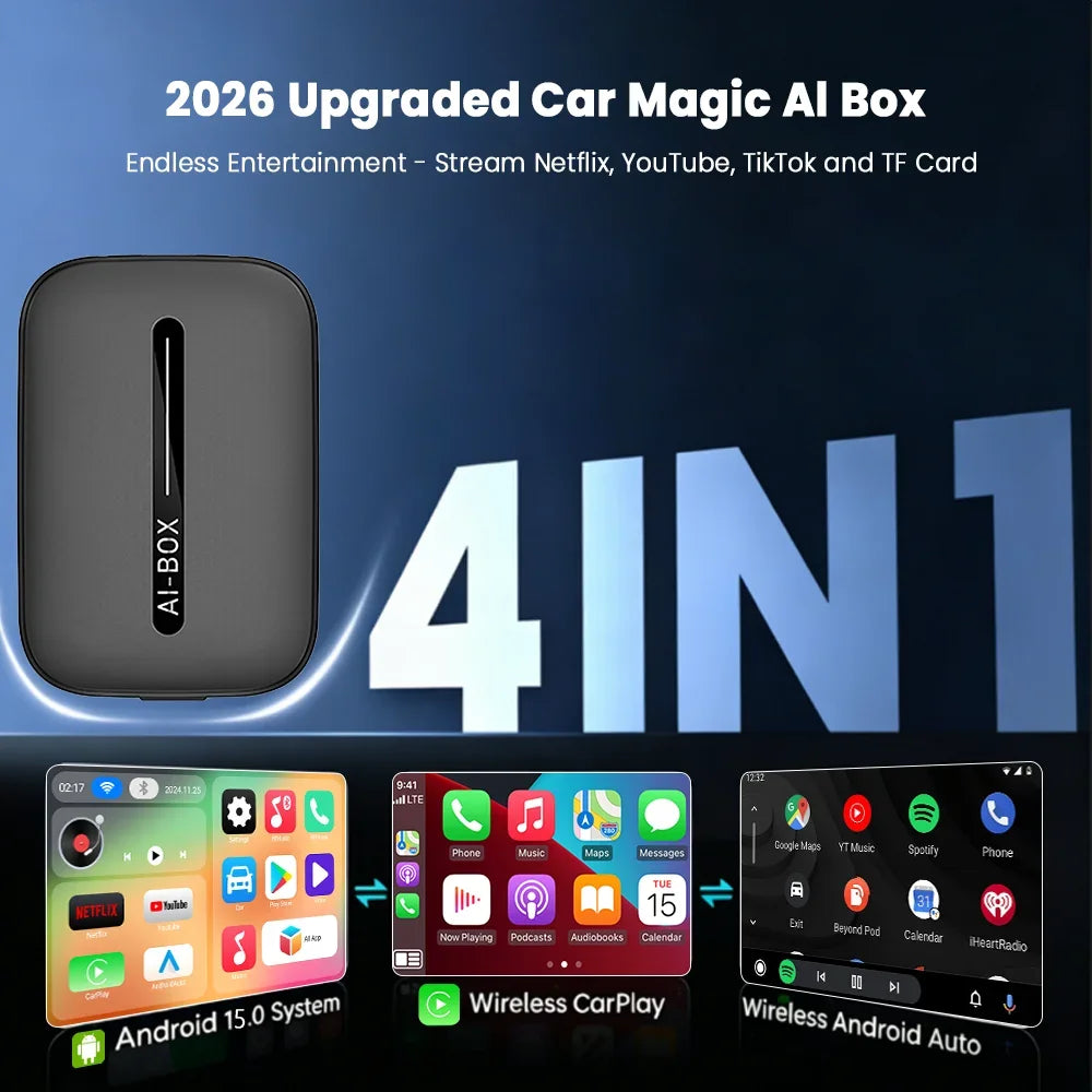 Android 15 Carplay Smart Ai Box Wireless Android Auto Adpater For Youtube Netflix For Lexus Frod Toyota VW Benz Kia MG Haval Fia