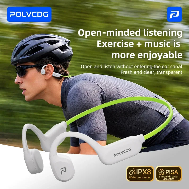 POLVCDG Bone Conduction Motion Headphones IPX8 Waterproof Bluetooth 6.0 Open-Backed Running Headphones 2026 New Product X9 RUN