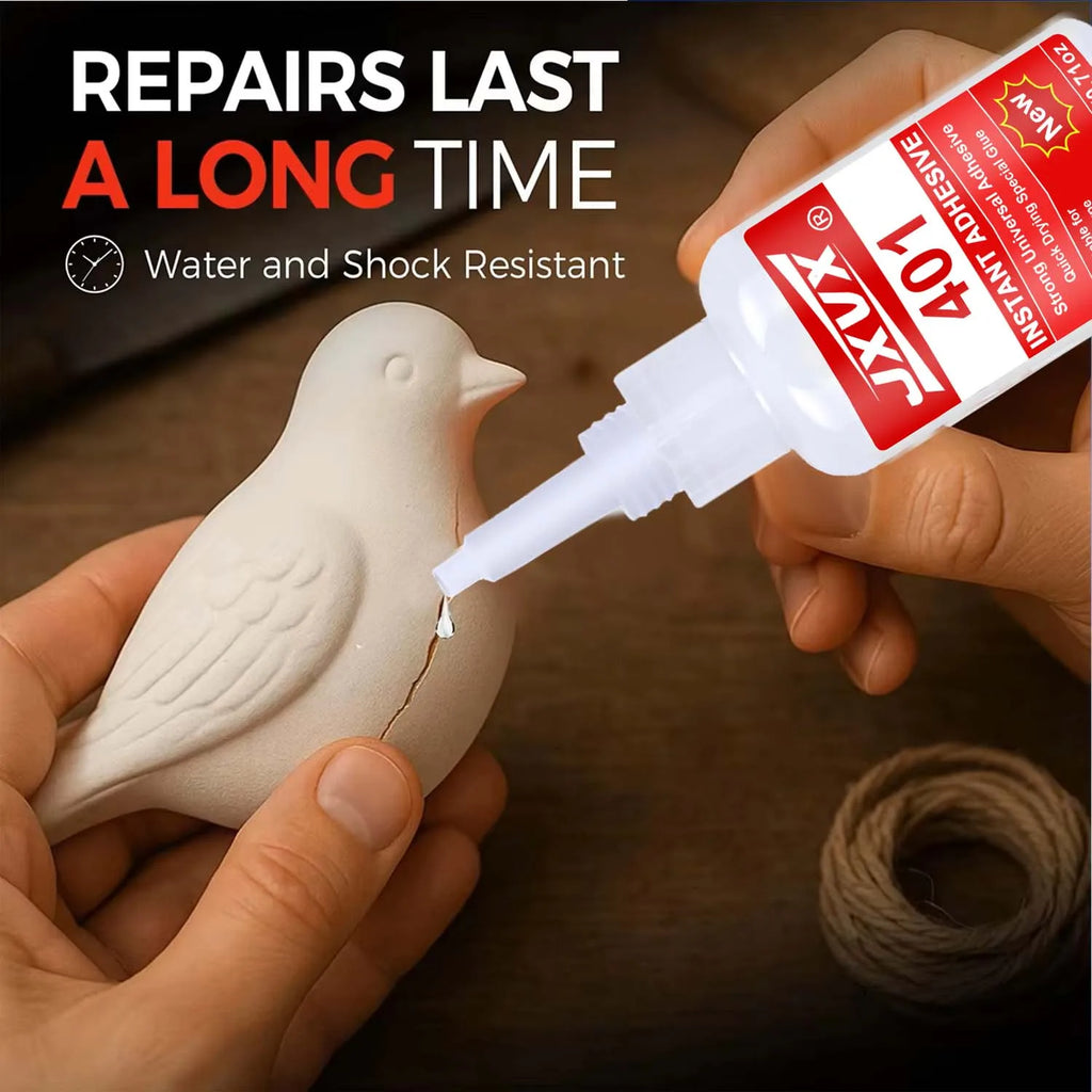 JXVX Instant Bond High CA Super Glue – clear, Ethyl Cyanoacrylate Adhesive for Woodworking, Gap-Filling, 15-45 Second Set – 20ml