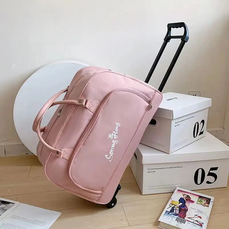 Suitcases Travel Bags Casual Large Capacity Trolley Bag Portable Foldable Storage with Wheels Women Carry on Luggage Handbag