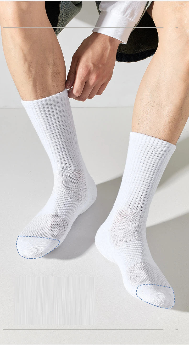 3 Pairs Solid Color Round Neck Socks Spring Summer Sweat Absorbing Breathable Soft Comfortable Couple Sports Socks