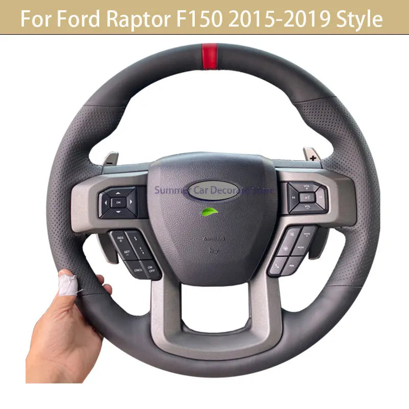 Customized Car Steering Wheel Cover For Ford Raptor F150 2015-2019 Style Original Version Of The Original Car Hand Suture Suede