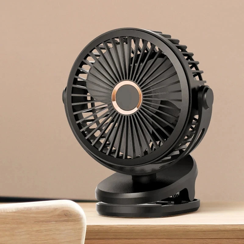 Portable USB Table Clip Fan Type-C 10000mAh Rechargeable Mini Desk Stand Fan 360 Degree Rotation 4 Speeds Air Cooling Ventilador