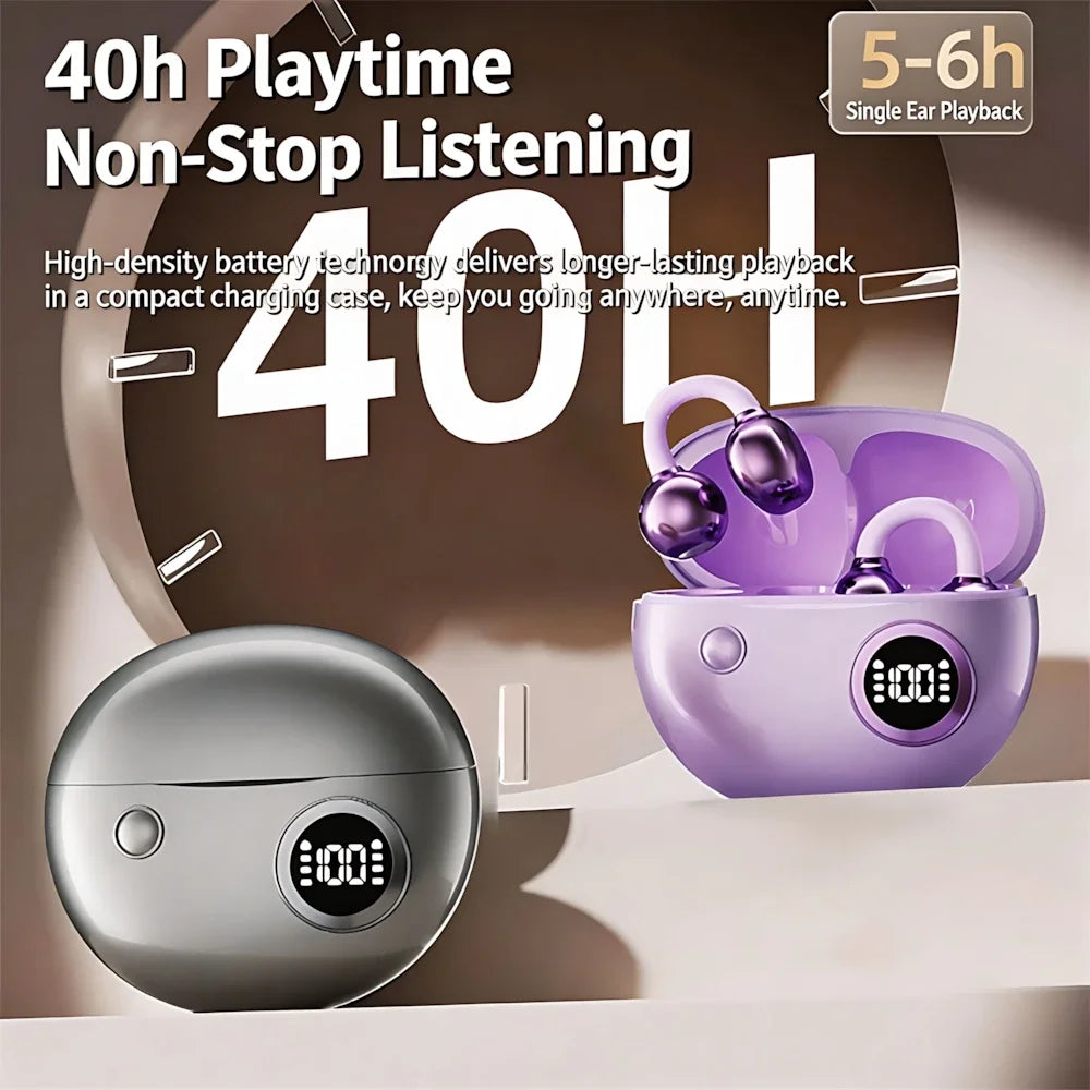 Fashion Plated Ear Clip Type True Wireless Bluetooth Headsets 0 Delayed Game HD Call Run Headphones Clip-On Earphones With Mic
