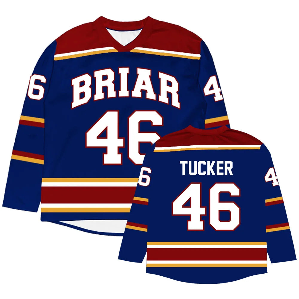 Briar University Off Campus Hockey Jersey Graham 44 DI LAURENTIS 66 Tucker 46 Long Sleeve 3D All Over Print Unisex T Shirt