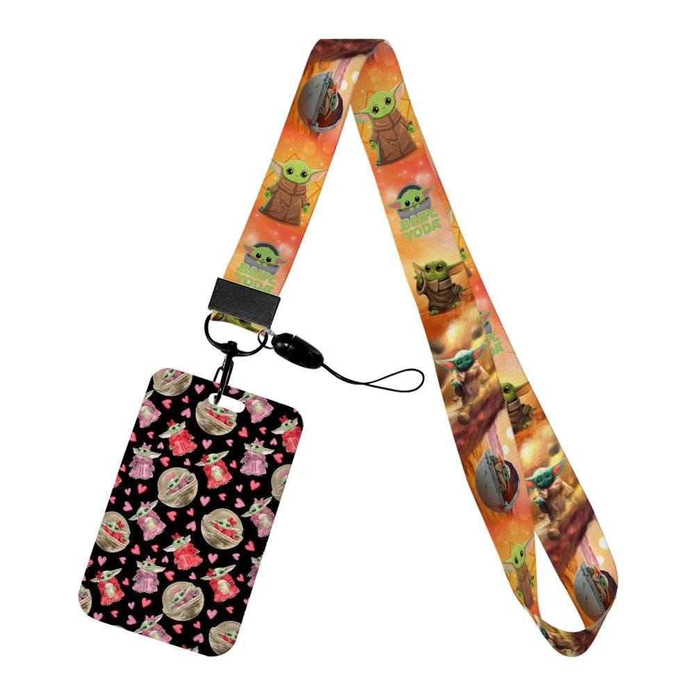 Cartoon Yoda Disney Card Holder Lanyards Minnie Card Holders Neck Strap for Keychain Kids Door Badge Holder Boy Girl Card Case