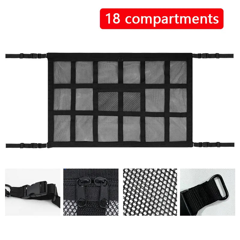 Car Ceiling Cargo Net Strong Load-Bearing Mesh Car Roof Storage Organizer Car Ceiling Net Storage For SUV Long Trip Camping