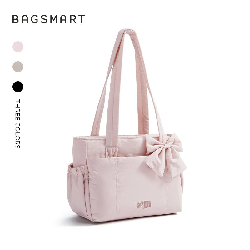 BAGSMART Tote Bag University Padded Shoulder Bag for Women Large Capacity Travel Handbag Daily Commute Women's Bag