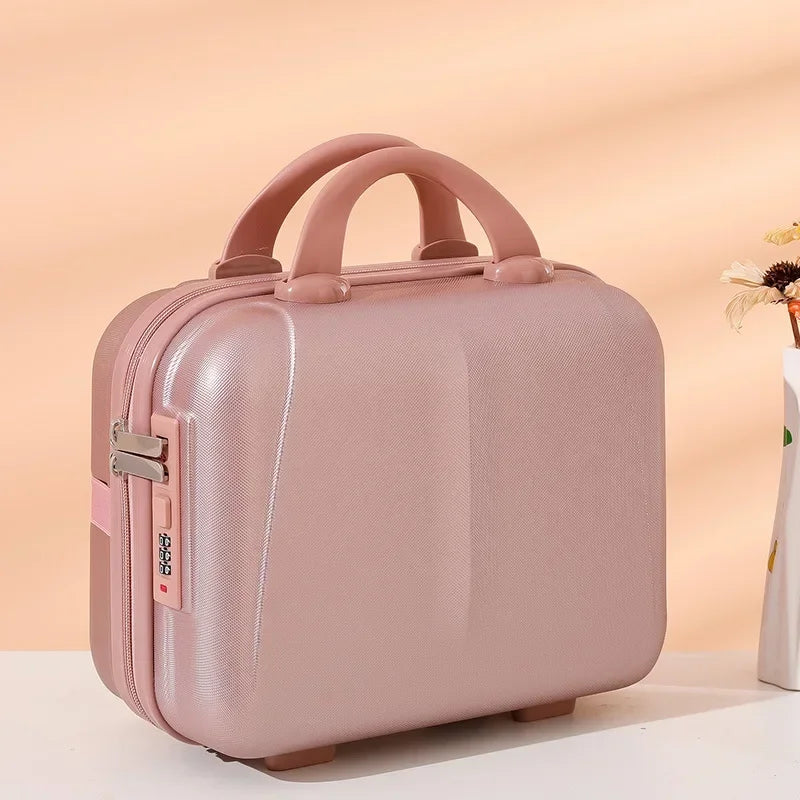 2025 New 14 inch Hard Shell Waterproof Shockproof Portable Mini Suitcase Password Lock Storage Cosmetic Bag Carry-on Luggage